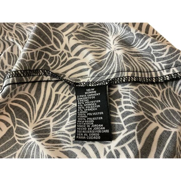 Perceptions Women's 16W Black White Dress Floral Print Scoop Neck Sleeveless - Picture 8 of 15